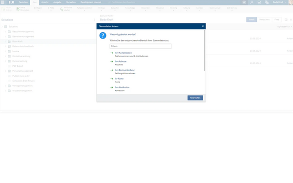 Bild Elo Personal File - Selfservice
