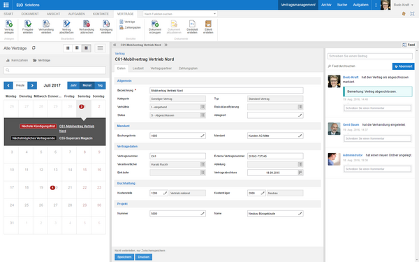 Bild Elo Contract- Dasboard Kalender